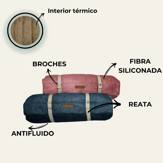 Cama Viajera enrollada tipo sleeping para perro - Colores Rosado y Azul | Con-Sentido